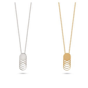 Sterling Silver Geometric Circle Pendant Necklace - Layering Jewelry