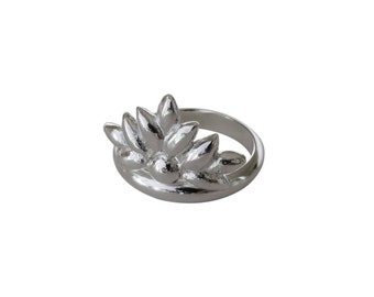 Floral Sterling Silver Ring, Baroque Ring, Leaves Ring for Women, Stackable Ring