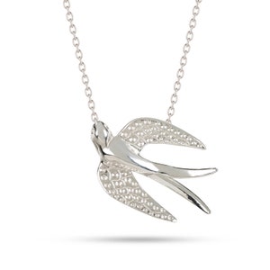 Swallow Bird Necklace Gold-plated Silver, Flying Bird Pendant Necklace Silver, Personalized Dainty Necklace for Woman
