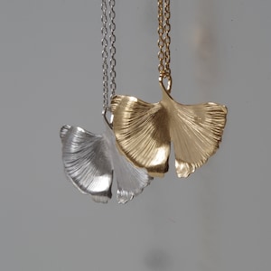 Ginko Leaf Pendant Necklace, Personalized Ginkgo Biloba Pendant Sterling silver