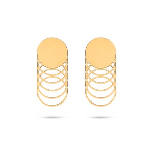 Statement Circle Earrings in Sterling Silver, Chunky Gold-plated Earrings 24kt, Geometric Articulated Earrings Gold