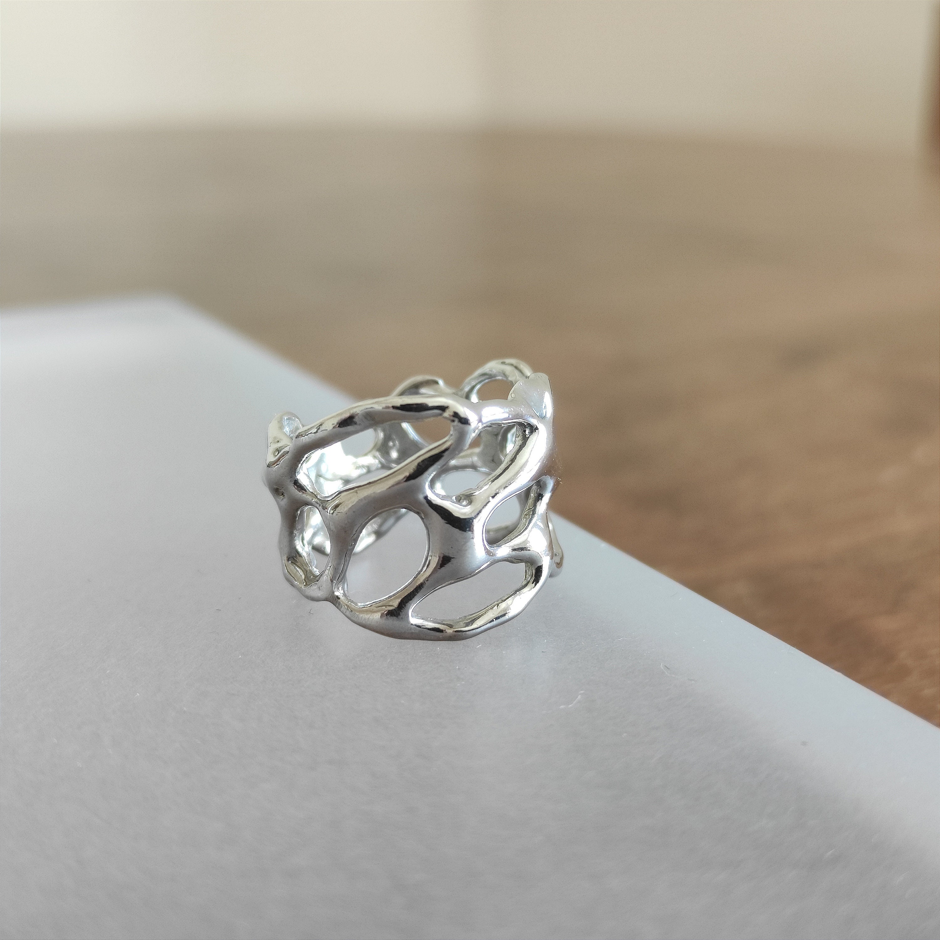 Melted Silver Ring - Etsy