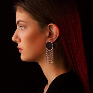 Big Statement Earrings, Oversized Dangle Earrings in Sterling Silver and Gold-plated
