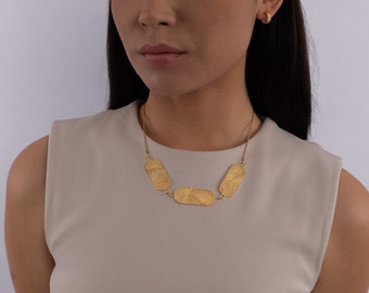 Oval Statement Necklace Gold-plated Silver