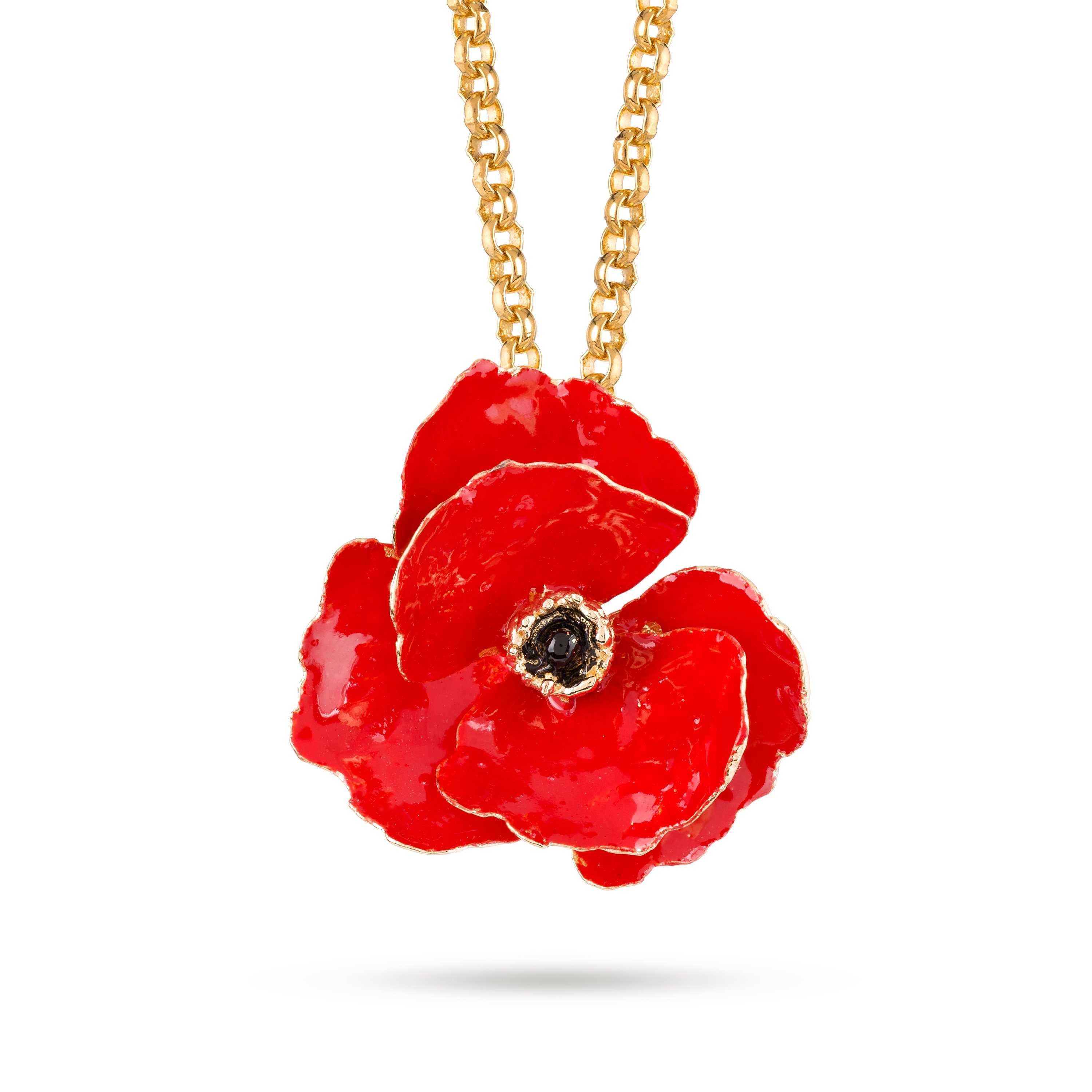 Red poppy necklace deals