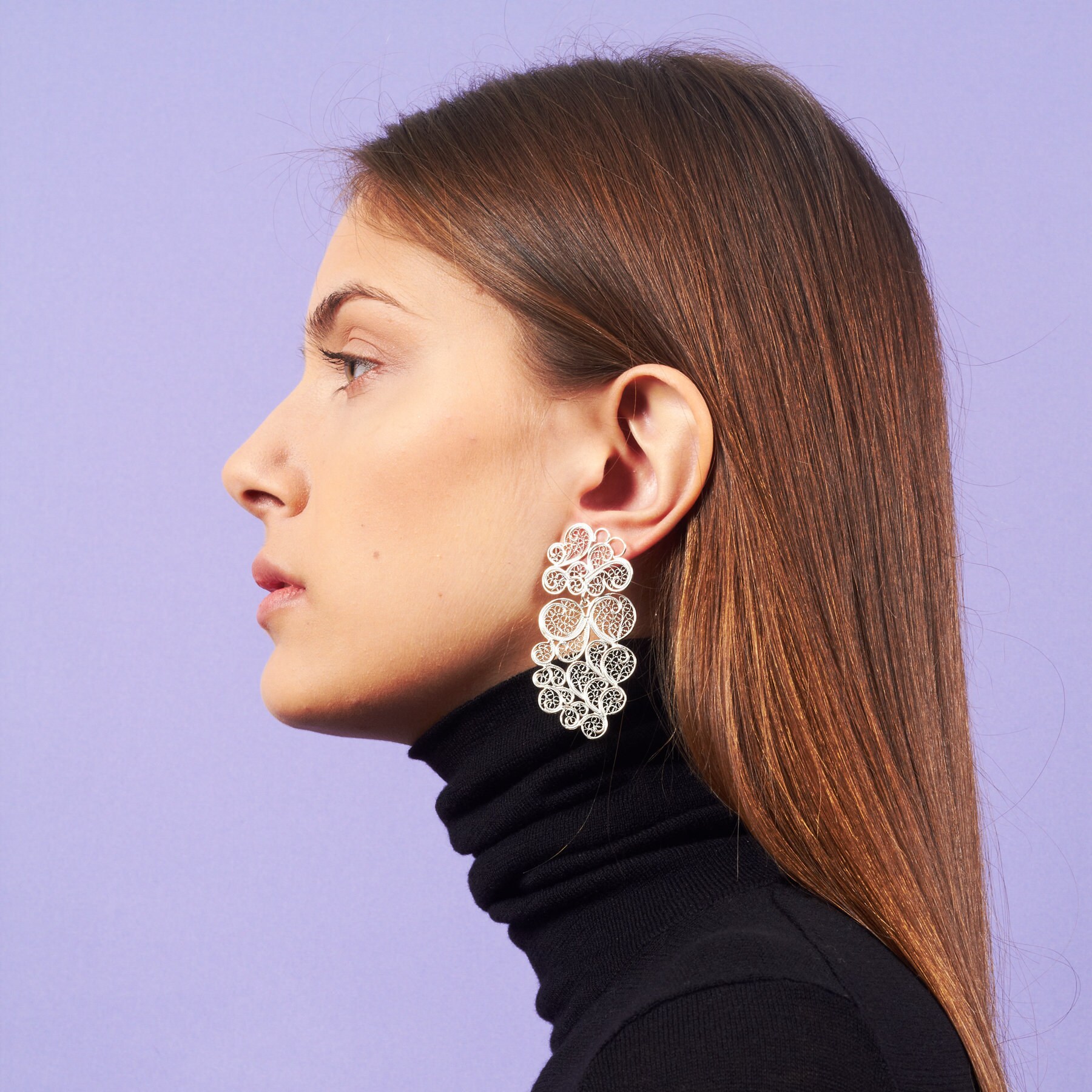 Vintage sterling silver ripple tapered statement pierced earrings