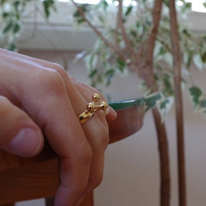 Geometric Ring in Gold-plated Silver with Pearl, Modern Spheres Ring, Design Jewelry image 10