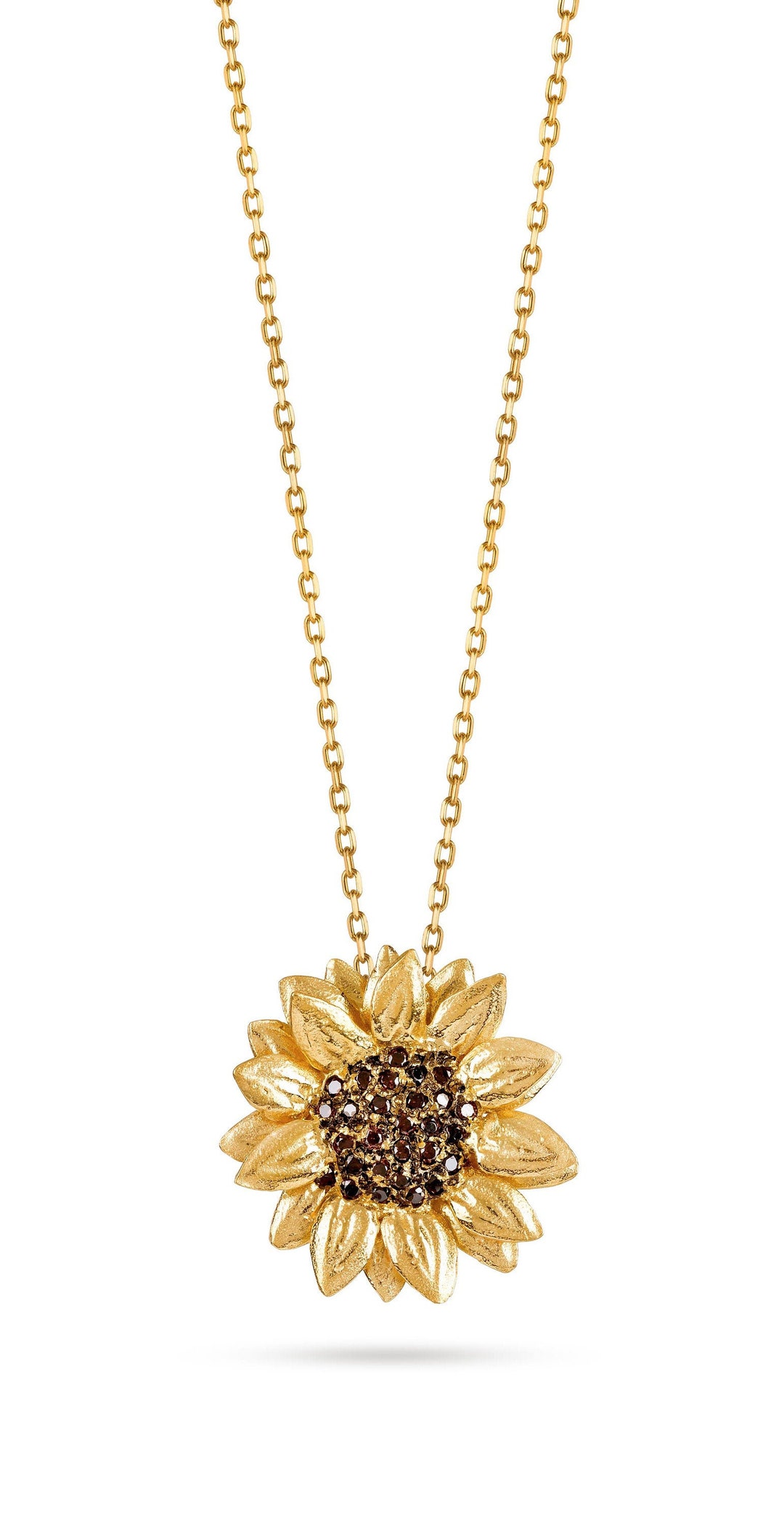 Sunflower Necklace Gold Plated Sterling Silver Golden - Etsy