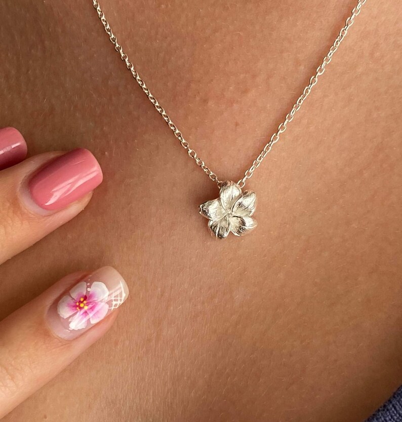 Jasmine Flower Necklace in Sterling Silver Small White and Etsy