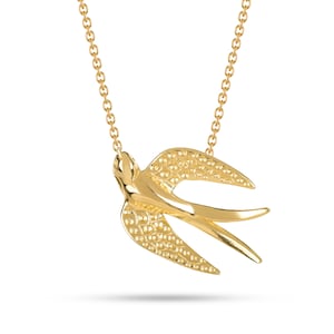 Gold-Plated Swallow Bird Necklace: Dainty Sterling Silver Pendant