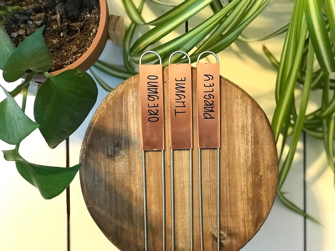Copper Garden Markers Metal Plant Labels Plant Tags Herb Etsy