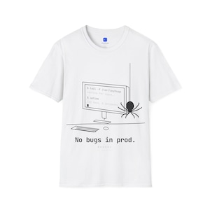 WebDev — No Bugs in Prod T-Shirt | Funny Software Developer Spider Tee | Programmer Gift | Halloween Tee