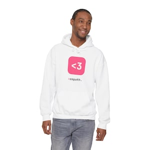 Empath Hoodie, Pink Heart App Icon Sweatshirt, Programmer Hoodie, Empath Gift, Coder Gift, Kindness Hoodie, Cozy Hoodie | VibedCoder