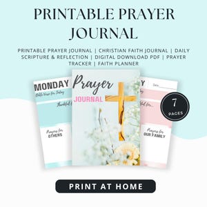 Printable Prayer Journal | Christian Faith Journal | Daily Scripture & Reflection | Digital Download PDF | Prayer Tracker | Faith Planner