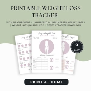 Printable Weight Loss Tracker With Measurements | Numbered & Unnumbered Weekly Pages | Weight Loss Journal PDF | Fitness Tracker Download