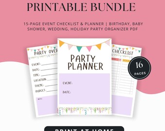 Party Planning Printable Bundle: Event Checklist & Planner (PDF Download A4/US Letter Size)