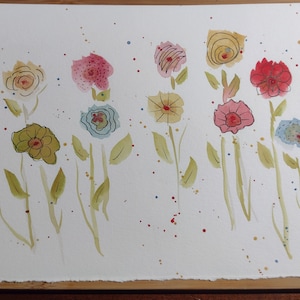 ooak watercolor LINE and WASH FLOWERS 50% for Canine Companions / Service Dogs Charity