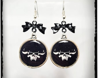 Danzig Earrings With Black or Silver Bow