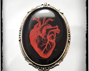 Vintage anatomie hart illustratie broche