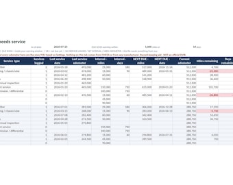 Truck Maintenance Log Spreadsheet Preventive Maintenance Schedule Inspection Log Owner Operator Fleet Excel Google Sheets Service Tracker
