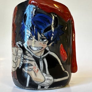 Taza artesanal de Tougen Anki - Taza decorativa de cerámica con temática de anime - Arte 3D de cerámica con efecto de goteo y manipulación de sangre (solo decorativa)