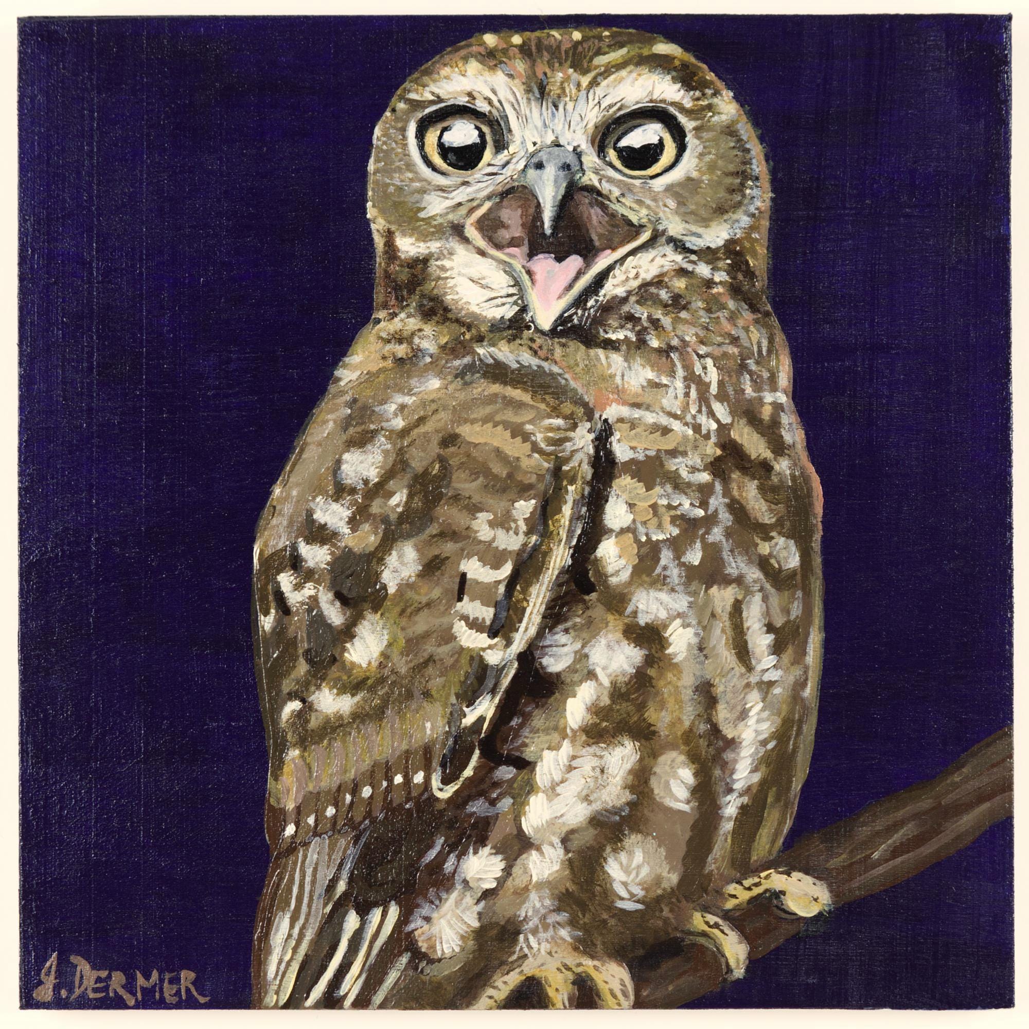 Boobook Owl Original Painting | Australian Native Bird Art | Wood Panel Acrylic Painting | Owl Art |
