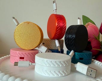 3D Printed Cable Organizer for Desk - Holder for USB Cables, Mouse and Cell Phone - Minimalist Desk Accessories and Workspace Organization