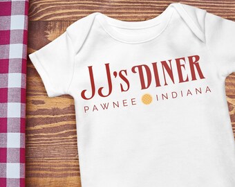 Leslie Knope Parks and Recreation JJ/'s Diner Baby Onesie Pawnee Indiana Baby Bodysuit or Toddler Shirt