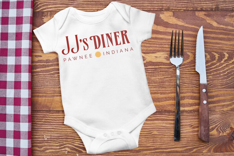 Leslie Knope Parks and Recreation JJ/'s Diner Baby Onesie Pawnee Indiana Baby Bodysuit or Toddler Shirt