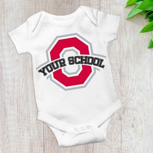 College Team Onesie | Favorite University School Logo | Baby Bodysuit or Toddler Shirt