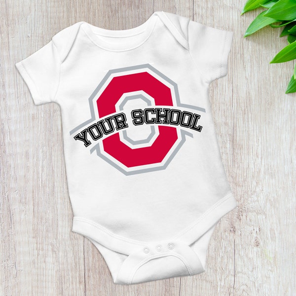 College Team Onesie | Favorite University School Logo | Baby Bodysuit or Toddler Shirt