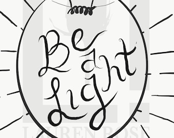 Be A Light Coloring Page, Instant Download, Coloring Page, Coloring Book Page