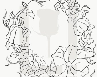 Coloring Page, Coloring Book Page, Flower Coloring Page, Flower Drawing, Flower Art, Flower Print, Instant Download Art, Instant Download