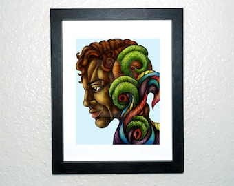 Portrait Illustration, Portrait Drawing, African American Art, Portrait Print, Abstract Portrait, Abstract Wall Art, Abstract Illustration