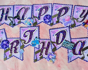 Purple K-POP Birthday Banner