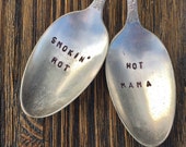 Silver Plate Hand Stamp Serving Spoons Perfect Hostess Gift