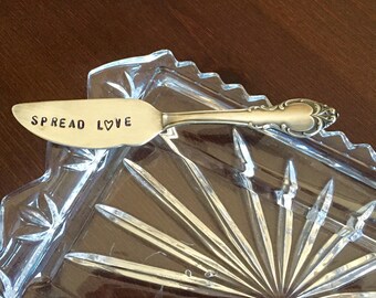 Spread Love hand stamped silver plate butter knife