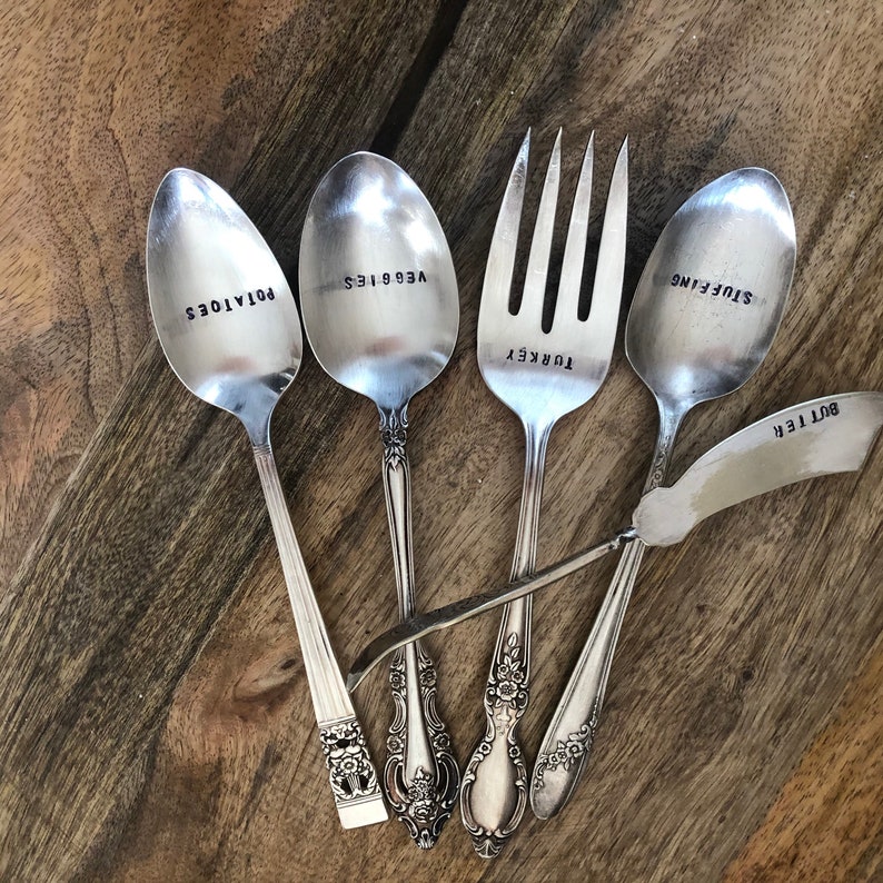 Set of 5 Beautiful Silver Serving Utensils Etsy