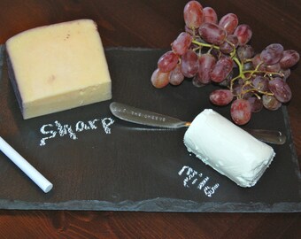 Rectangular Slate Cheese Board with Hand Stamped Knife- Perfect Wedding Gift