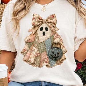 Spook Halloween Patchwork PNG, Meisjesachtige Halloween Sublimatie, Koket Halloween Spook, Nep Spook