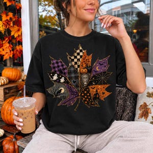 Patchwork Leaf Png, Halloween Leaf Png, Spooky Season Png, Spooky Boho Design, Instant Download