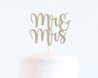 Mr & Mrs Cake Topper - Glitter - Wedding Cake Topper. Engagement Party. Mr and Mrs. Mr and Mrs Cake Topper. Cake Toppers for Wedding.