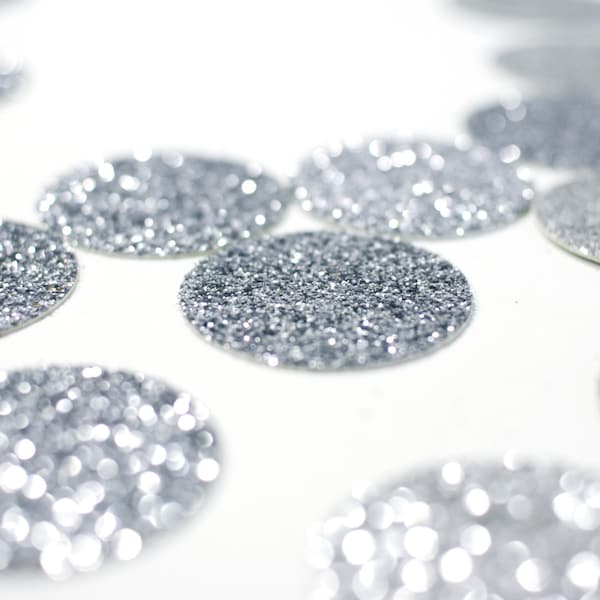 Silver Glitter Circle Confetti - 1" Table Decor. Wedding. Bachelorette Party. Bridal Shower. Baby Shower. Engagement. First Birthday.