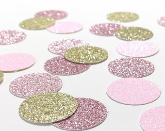 Blush Pink + Light Pink + Gold Glitter Confetti - 1" - Wedding. Bachelorette Party. Bridal Shower. Baby Shower. Engagement. First Birthday.