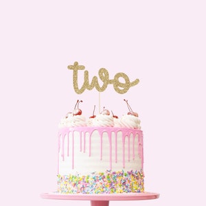 Two Cake Topper Glitter Second Birthday Cake Topper. 2nd Birthday. Number Cake Sign. Second Birthday Decorations. Turning Two. image 1