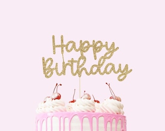 Happy Birthday Cake Topper - Glitter Cardstock - Birthday. Smash Cake Topper. Birthday Party Decor. First Birthday. Birthday Cake Topper.