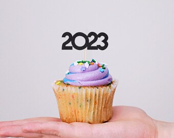 2023 Cupcake Toppers - Glitter - Graduation Party Decor. New Years Eve Decor. Happy New Year. Grad 2023. Graduation 2023. Hello 2023.