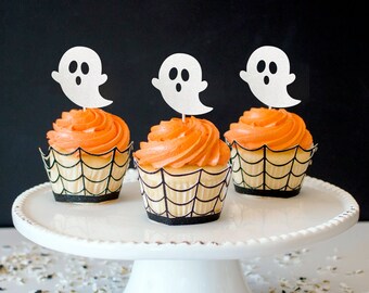 PRE-CUT SCARY GHOSTS EDIBLE WAFER PAPER CUP CAKE TOPPERS HALLOWEEN DECORATIONS PRE-CUT SCARY GHOSTS EDIBLE WAFER PAPER CUP CAKE TOPPERS HALLOWEEN DECORATIONS