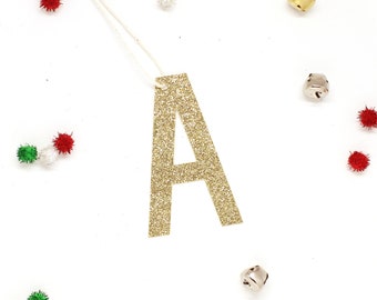 Letter Gift Tag - Glitter - Initial Gift Tag - Glitter Gift Tag - Stocking Tags - Custom Gift Wrapping Ideas - Custom Letter Gift Tags