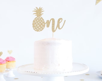 One Cake Topper with Pineapple - Glitter - First Birthday. One Cake Topper. Smash Cake Topper. 1st Birthday. 1 Cake Topper. Anniversary Cake